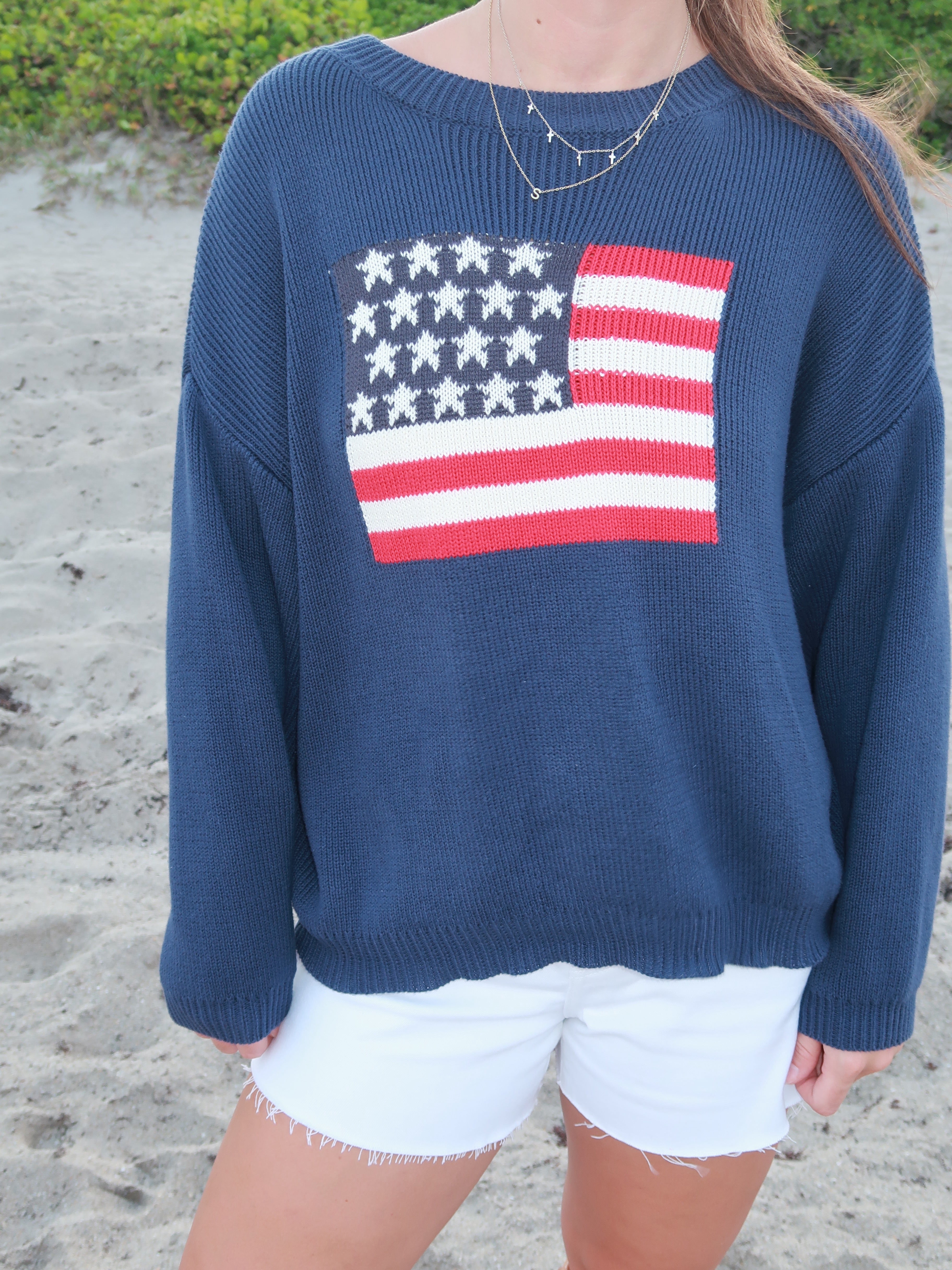 Navy Stars & Stripes Knit Sweater