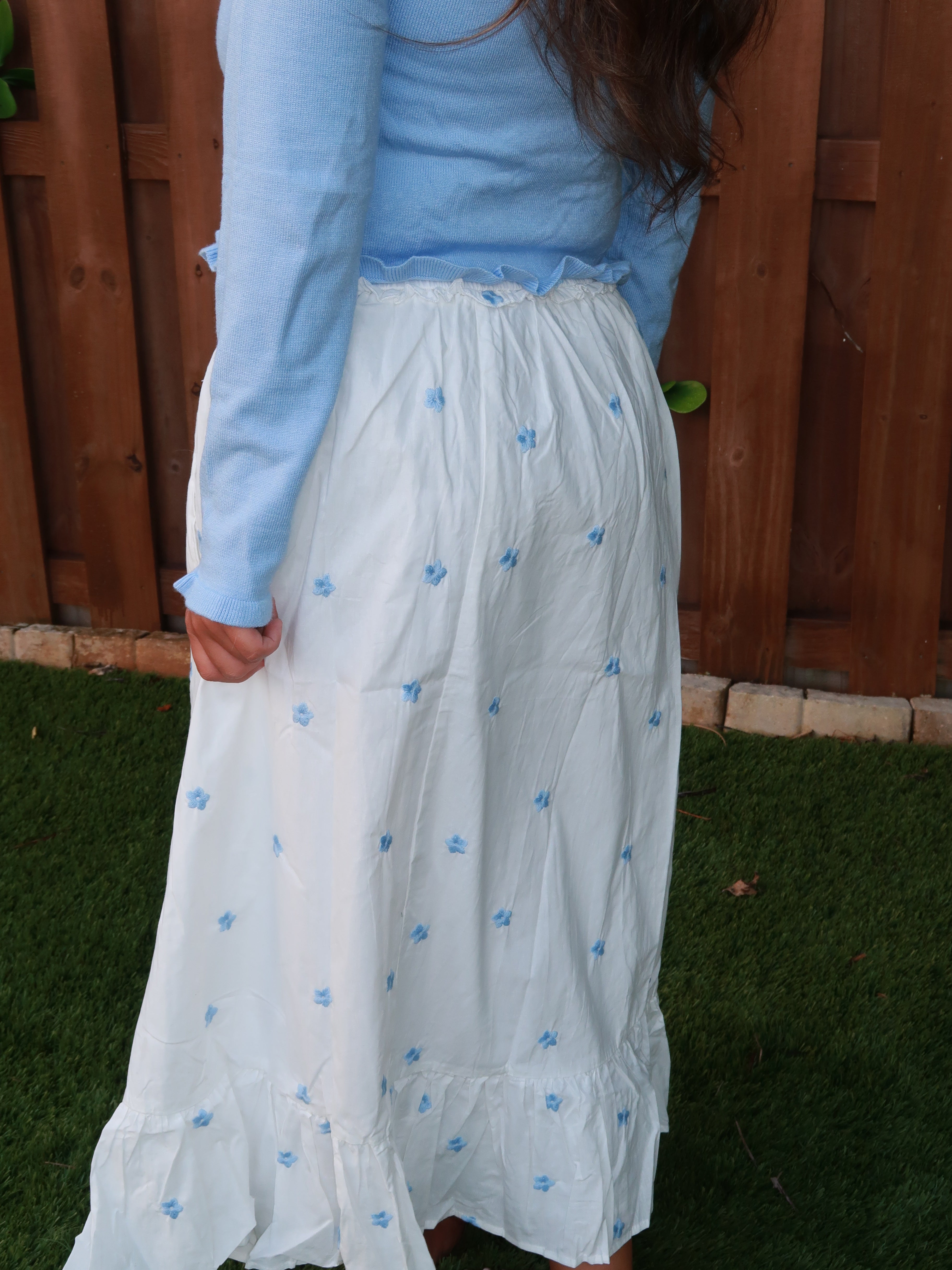 Blue Petal Picnic Skirt