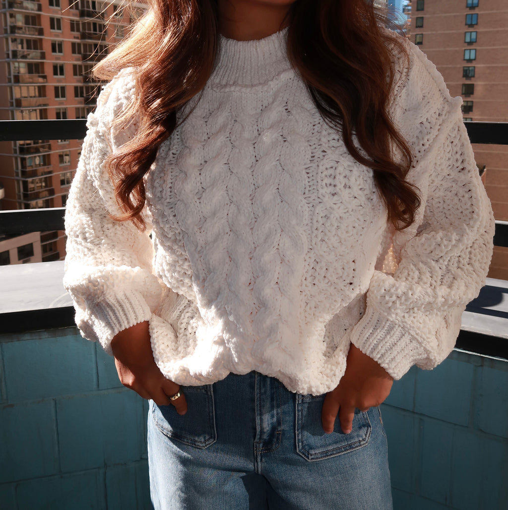 Vanilla Latte Cable Knit Sweater