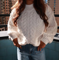 Vanilla Latte Cable Knit Sweater