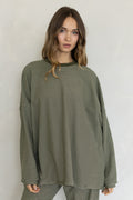 Catching flights fleece lounge set - Central Park Olive