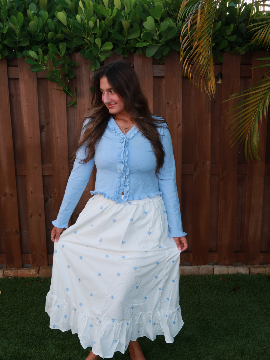 Blue Petal Picnic Skirt