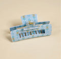 Floral blue claw clip