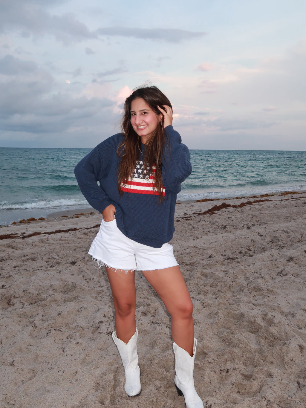 Navy Stars & Stripes Knit Sweater