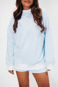 Haley Blue Stripe Lounge Set PRE-ORDER: This item is expected to arrive to us between June 8–18. Orders will be shipped out shortly after